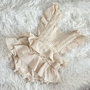 SHEIN Baby Girls Cream Tiered Ruffle Romper, Size 0-3M